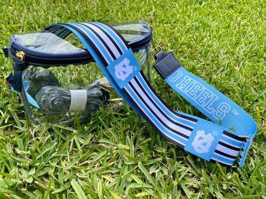 North Carolina Clear Purse with Strap, GO HEELS, Licensed, Canvas, Game Day, Stadium Approved, Crossbody, Graduation Gift, UNC Tar Heels