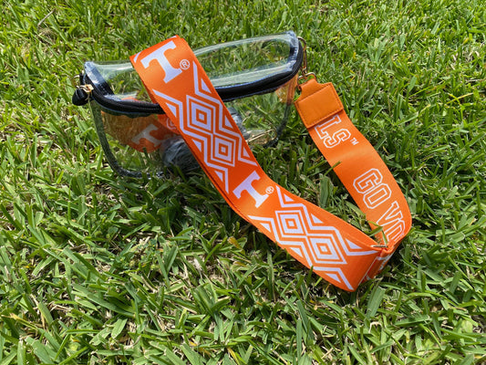 Tennessee Clear Purse with Strap GO VOLS, Licensed, Patterned, Tailgating, Game Day, Stadium Approved, Graduation Gift, Back to School