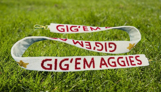 Aggies GIG'EM Beaded Purse Strap - Texas A&M Purse Straps, Handcrafted, Game Day, Stadium Approved, Clear Bag, Game Day, Crossbody, Tailgate