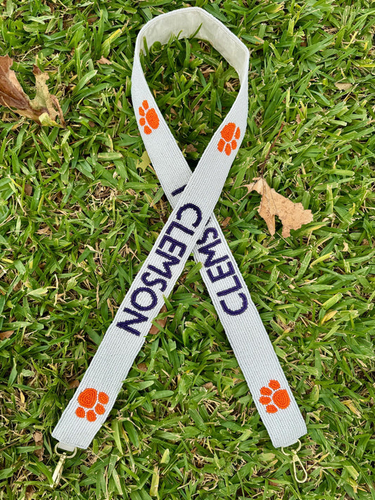 Clemson Tigers beaded crossbody strap