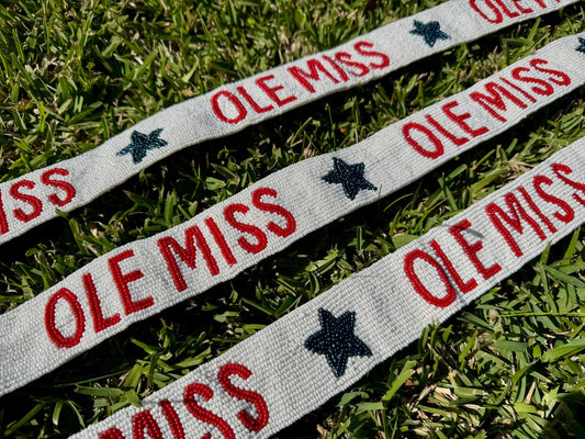 Ole Miss Rebels Beaded Purse Strap | Handcrafted | Graduation Gift | Game Day Accessory | Gifts | Tailgating | Stadium Approved | Adjustable