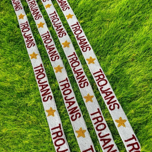 USC Trojans Beaded Purse Strap, Handmade, Clear Purse, Crossbody, Shoulder, Stadium Approved, Game Day, Graduation, Back to School, Gift