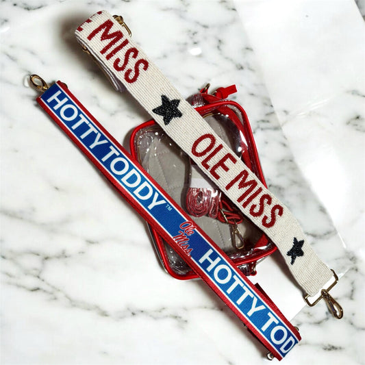 Ole Miss Rebels Gift Set | Licensed Canvas Strap, Beaded Purse Strap and Stadium-Approved Bag | Perfect for Rebels Fans, Students & Alumni
