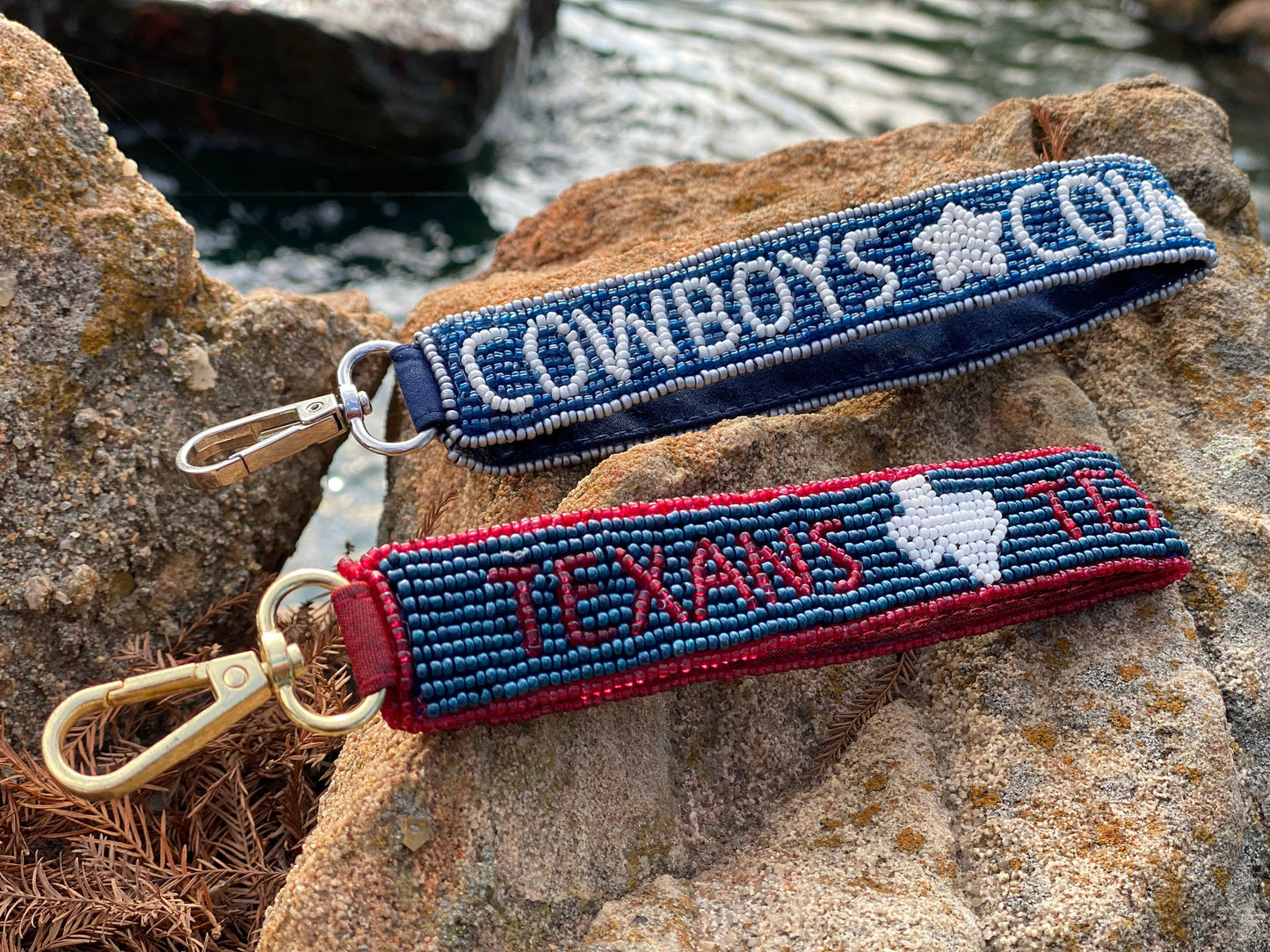 Cowboys, Texans Beaded Wristlet, Keychain, Strap, Handmade, Purse, NFL, Gameday, Gift for her, Accessory, Graduation Gift, Game Day,