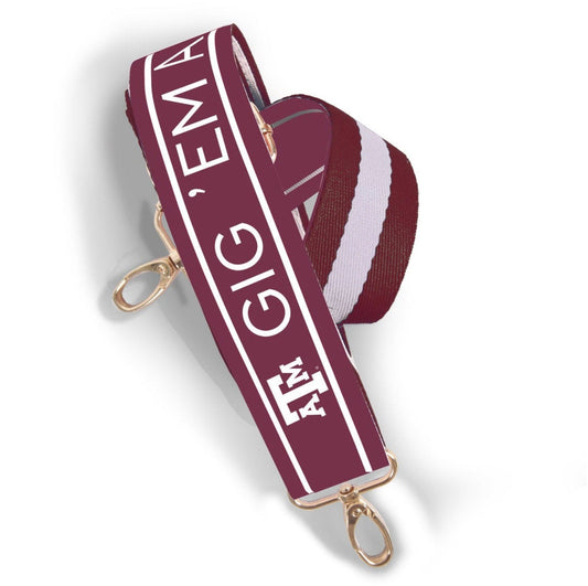 Texas A&M GIG 'EM AGGIES - Licensed, Canvas, Game Day, Stadium Approved, Adjustable, Clear Purse, Graduation Gift, Back to School, Crossbody