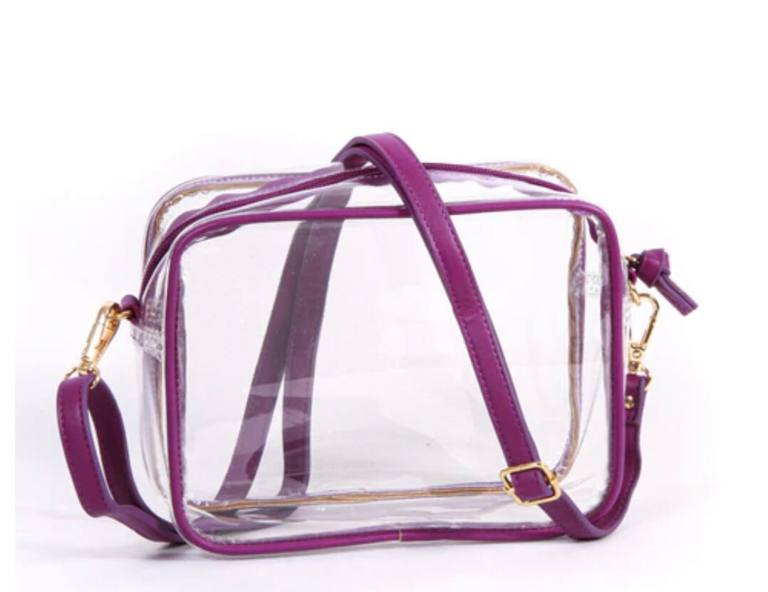 LSU Tigers Clear Purse with Strap, GEAUX TIGERS - Licensed, Canvas, Game Day, Stadium Approved, Graduation Gift, Back To School, Crossbody