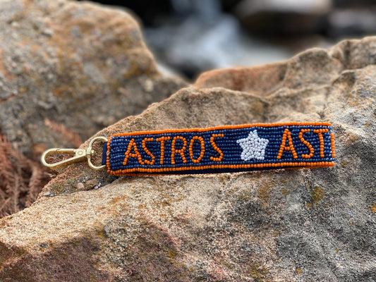 Beaded Wristlet, Keychain, Strap, Purse, MLB, Gameday, Astros, Houston, Texas, Graduation Gift, Trendy, Gift for Him or Her, Mothers Day