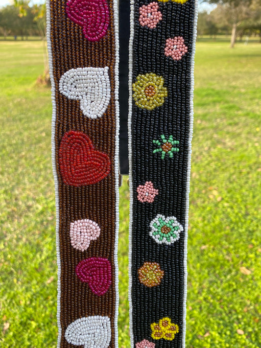 Beaded Strap for Clear Purse, Handmade, College bag, Stadium Purse, Crossbody, Heart Strap, Flower Strap, Graduation, Valentines