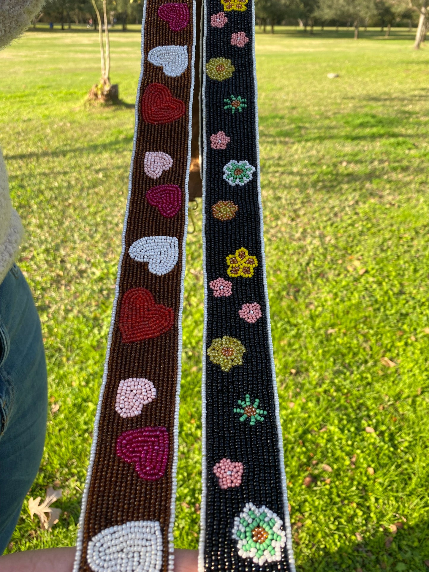 Beaded Strap for Clear Purse, Handmade, College bag, Stadium Purse, Crossbody, Heart Strap, Flower Strap, Graduation, Valentines