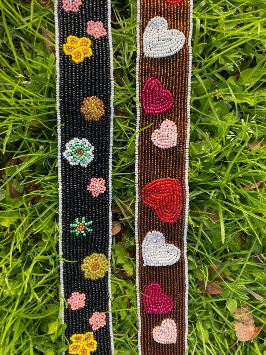 flower beaded strap for clear purse