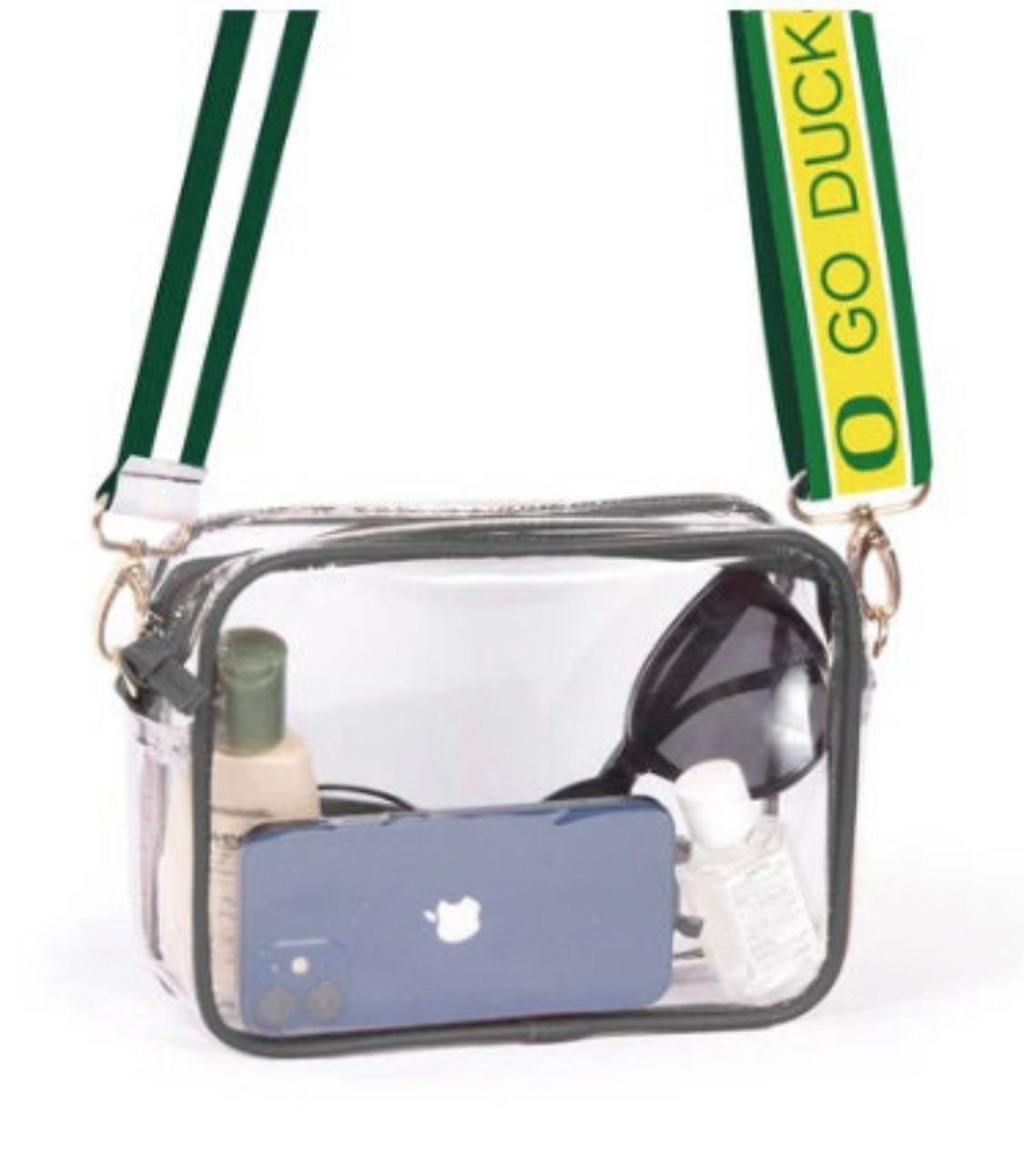 Oregon Ducks Clear Purse with Strap / GO DUCKS -Licensed, Purse, Game Day, Stadium, University, Crossbody, Graduation Gift, Back to School