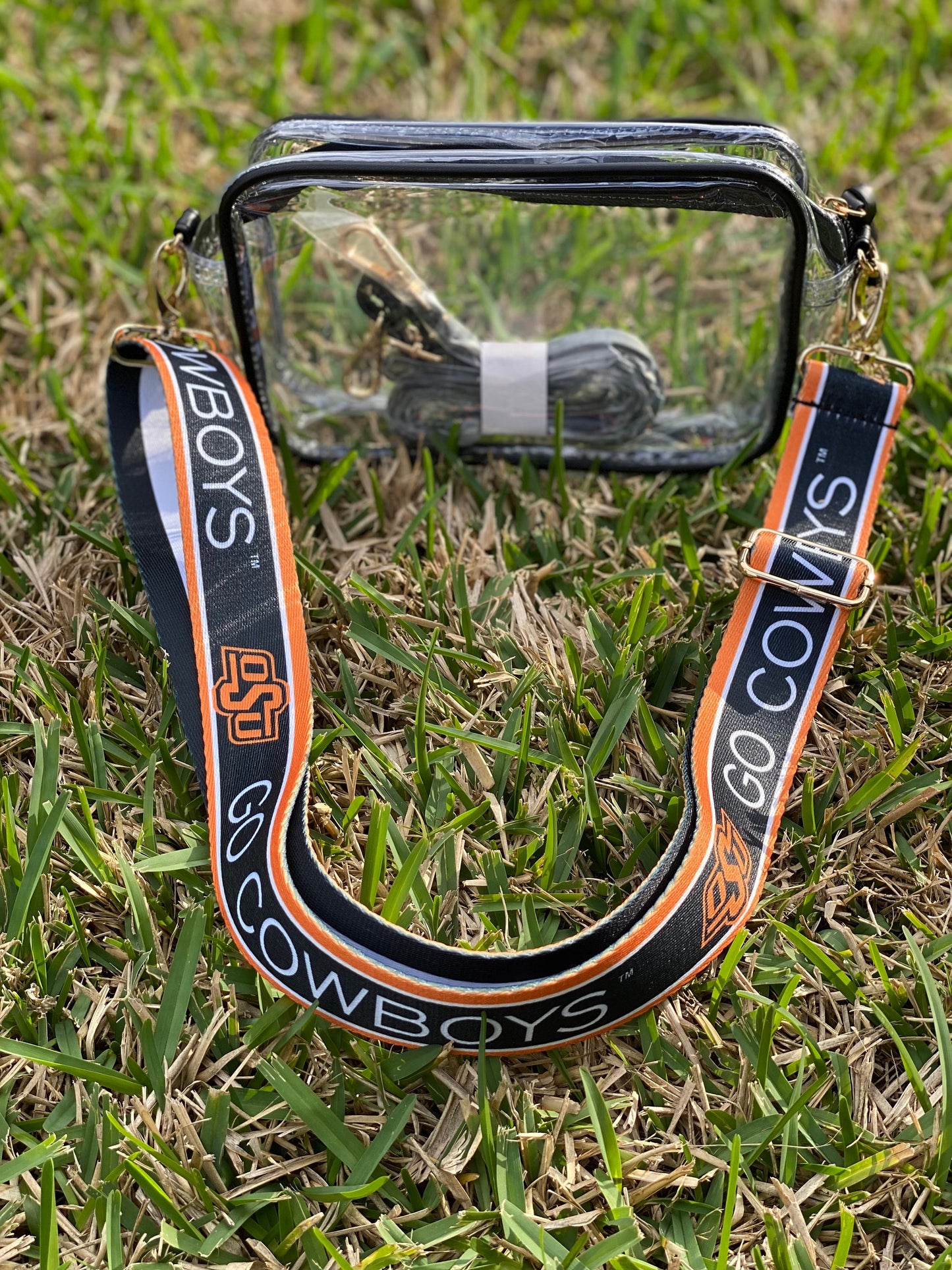 Oklahoma State Clear Purse with Strap / GO COWBOYS / Licensed / Canvas / Bag / Game Day / Stadium / Crossbody / Graduation / Back to School