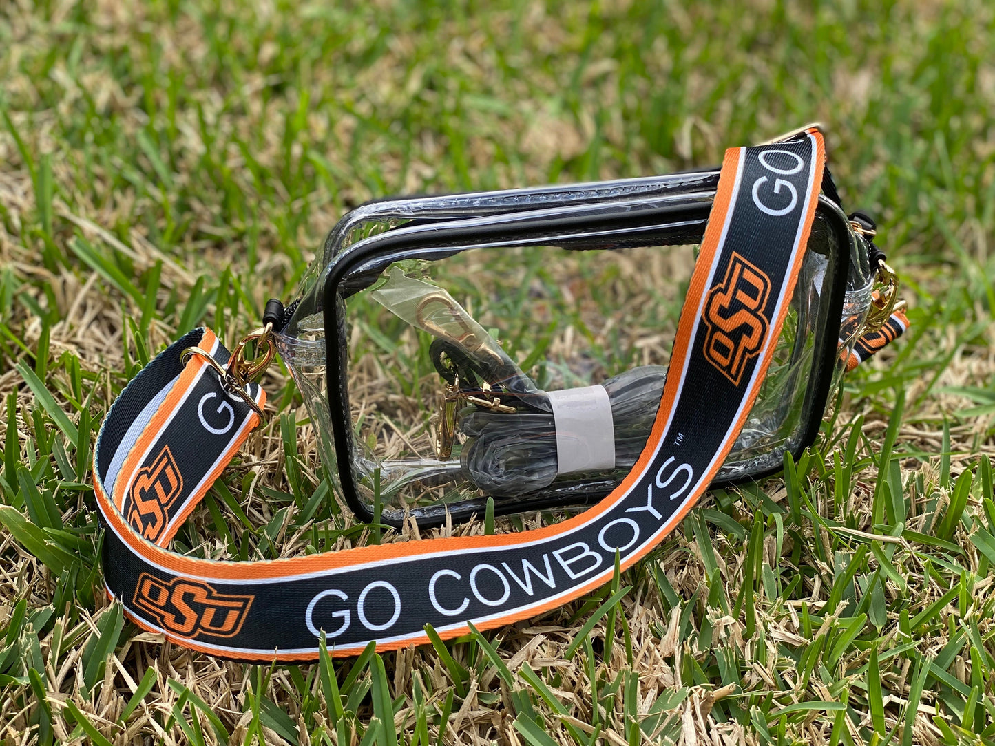 Oklahoma State Clear Purse with Strap / GO COWBOYS / Licensed / Canvas / Bag / Game Day / Stadium / Crossbody / Graduation / Back to School