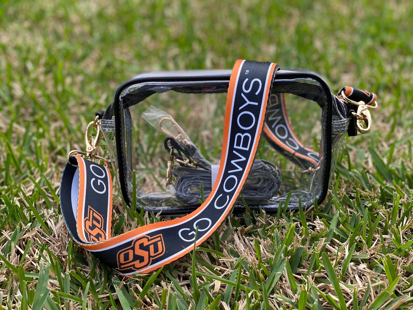 Oklahoma State Clear Purse with Strap / GO COWBOYS / Licensed / Canvas / Bag / Game Day / Stadium / Crossbody / Graduation / Back to School