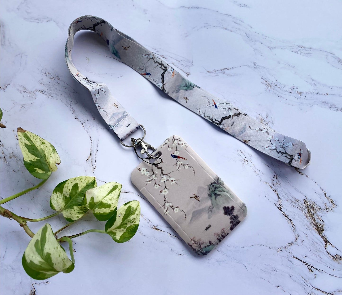 ID Badge Holder, Wintersweet Flowers, Vertical ID Holder, Card Protector Case, Badge Protector, Name Badge, Teacher Badge, Student Card