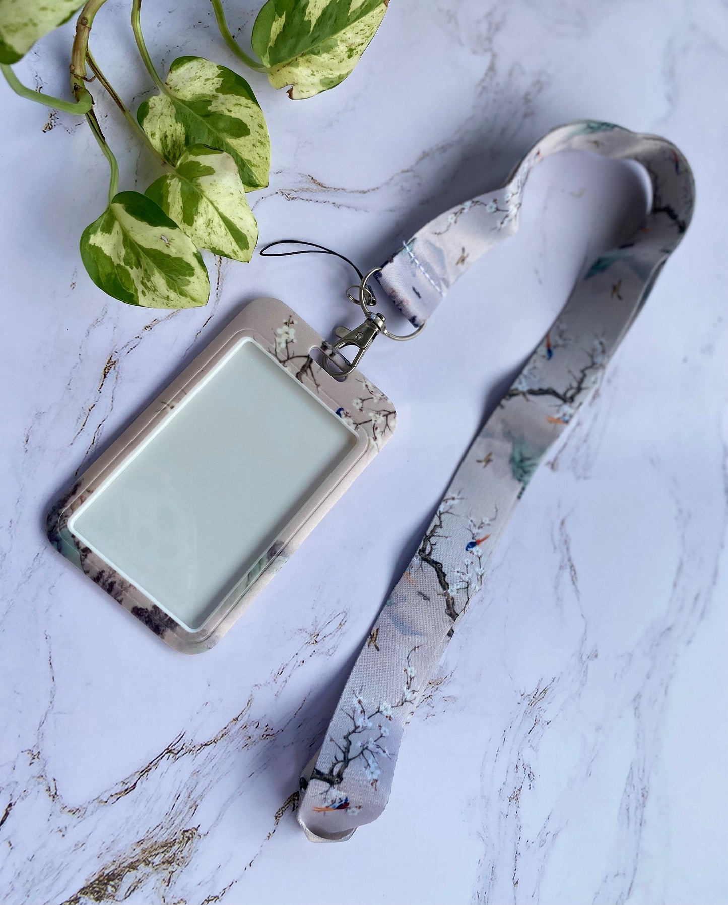 ID Badge Holder, Wintersweet Flowers, Vertical ID Holder, Card Protector Case, Badge Protector, Name Badge, Teacher Badge, Student Card