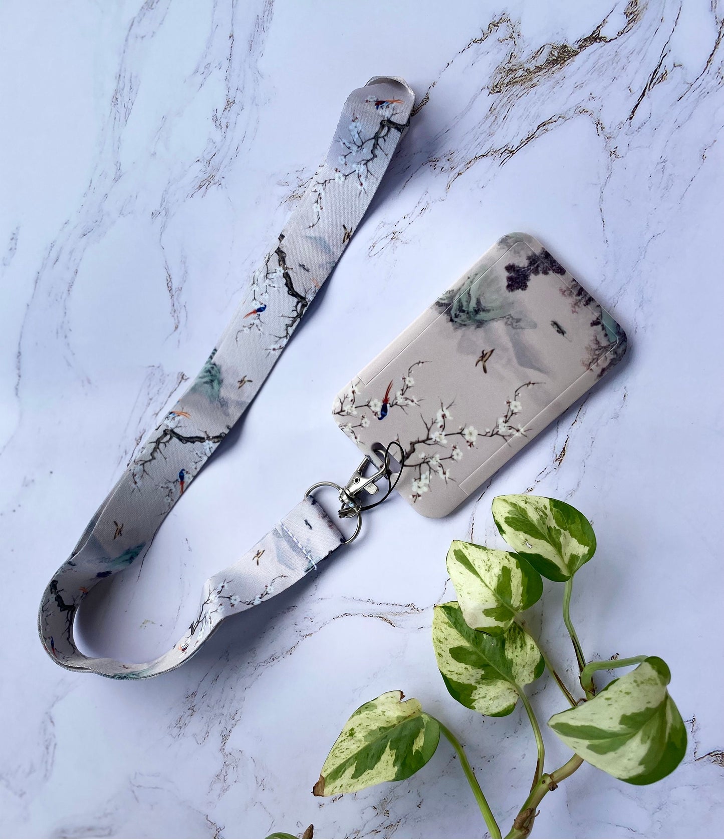 ID Badge Holder, Wintersweet Flowers, Vertical ID Holder, Card Protector Case, Badge Protector, Name Badge, Teacher Badge, Student Card