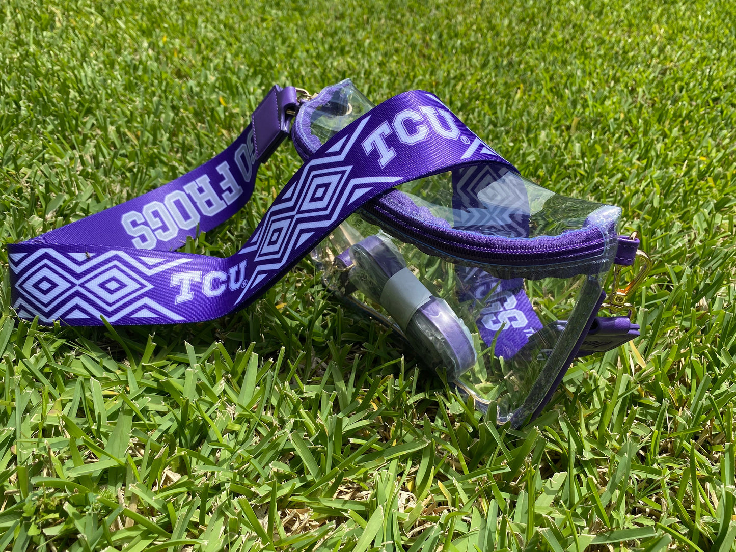 TCU Clear Purse with Strap GO FROGS, Licensed, Canvas, Game Day, Stadium Approved, Crossbody, Graduation Gift, Back to School, Tailgating
