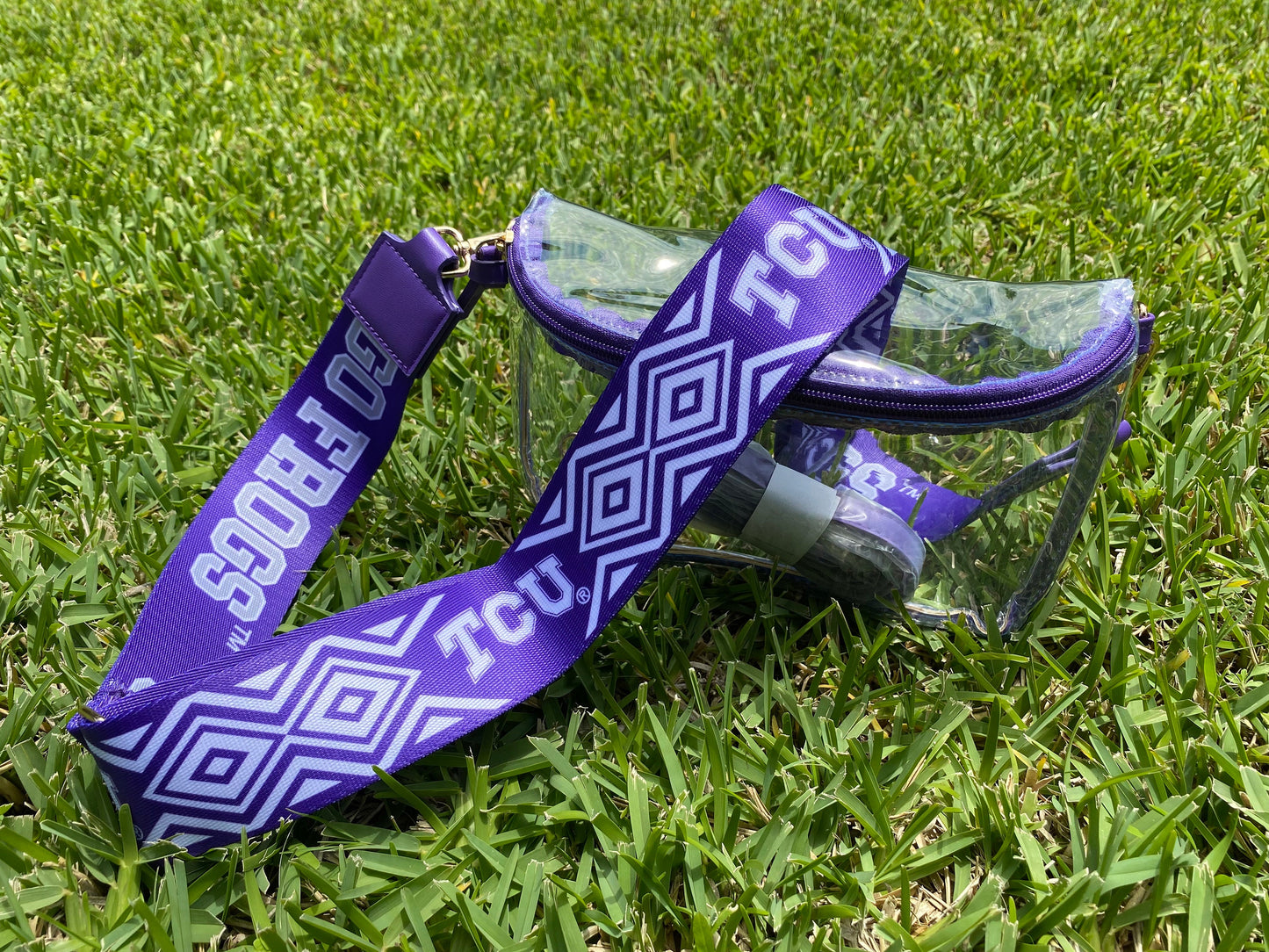 TCU Clear Purse with Strap GO FROGS, Licensed, Canvas, Game Day, Stadium Approved, Crossbody, Graduation Gift, Back to School, Tailgating
