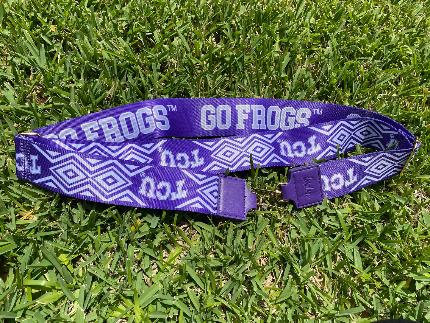 TCU GO FROGS - Adjustable Purse Strap, Licensed, Stadium Approved, Game Day, Patterned, Graduation Gift, Back To School, Tailgating,