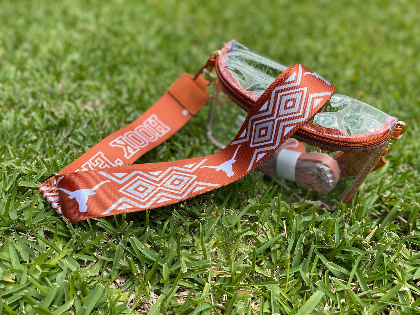 Texas Longhorn Clear Purse with Strap, HOOKEM-Licensed, Canvas, Purse, Game Day, Stadium, Crossbody, Graduation Gift, Valentines