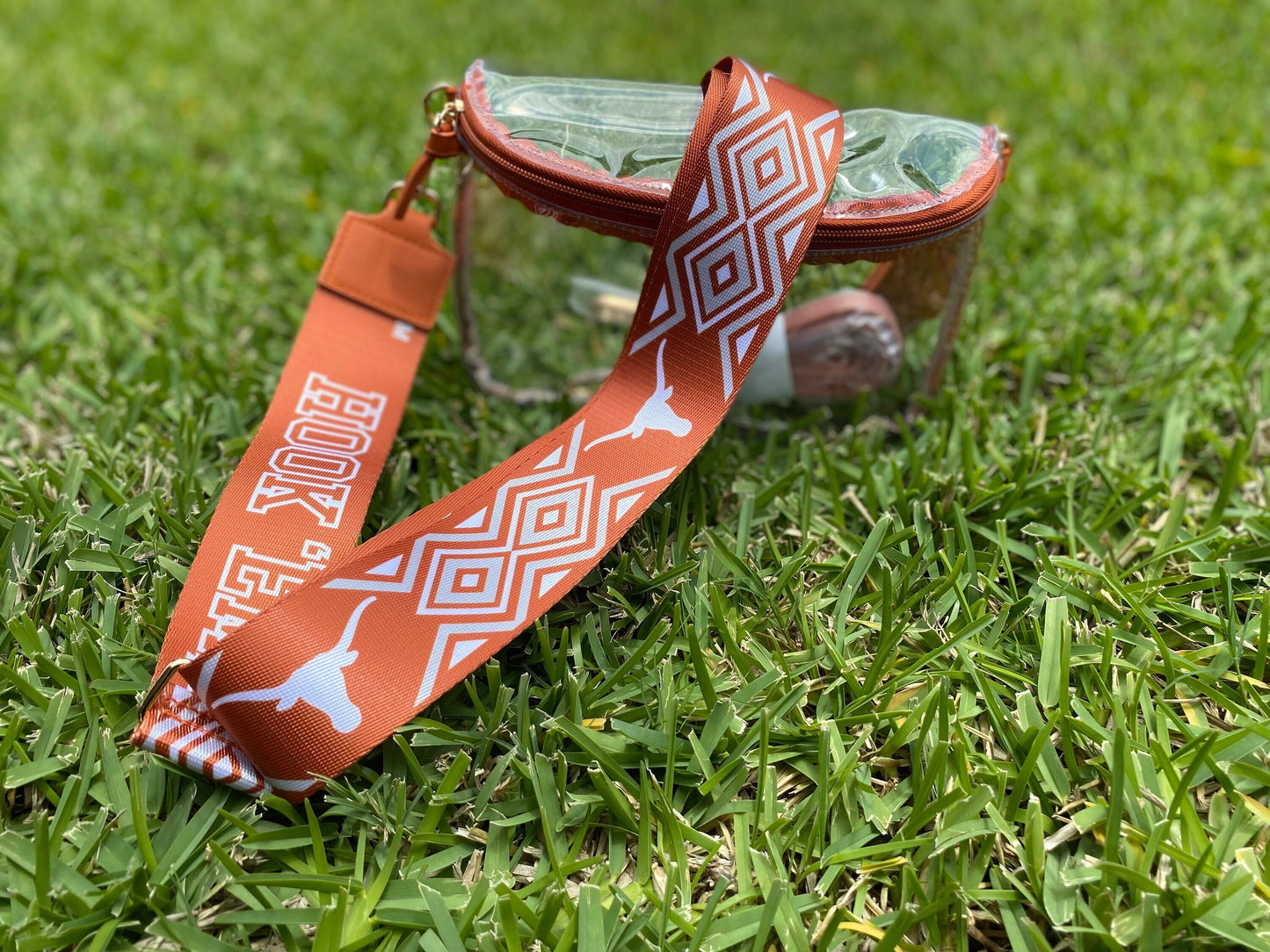 Texas Longhorn Clear Purse with Strap, HOOKEM-Licensed, Canvas, Purse, Game Day, Stadium, Crossbody, Graduation Gift, Valentines