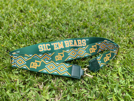 Baylor SIC 'EM BEARS - Adjustable Purse Strap, Licensed, Stadium Approved, Game Day, Patterned, Graduation Gift, Clear Bag, Back To School