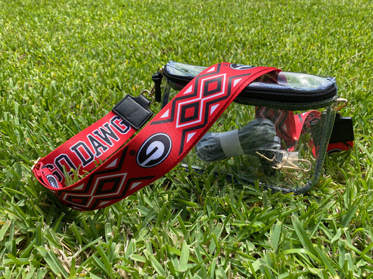 Georgia Bulldogs Clear Purse with Strap, GO DAWGS - Licensed, Canvas, Game Day, Stadium Approved, Crossbody, Graduation Gift, Back to School