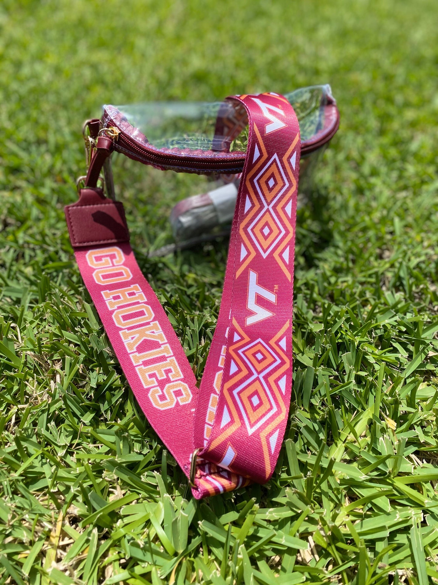 Virginia Tech Clear Purse with Strap / GO HOKIES - Licensed, Canvas, Game Day, Stadium Approved, Crossbody, Graduation Gift, Back to School