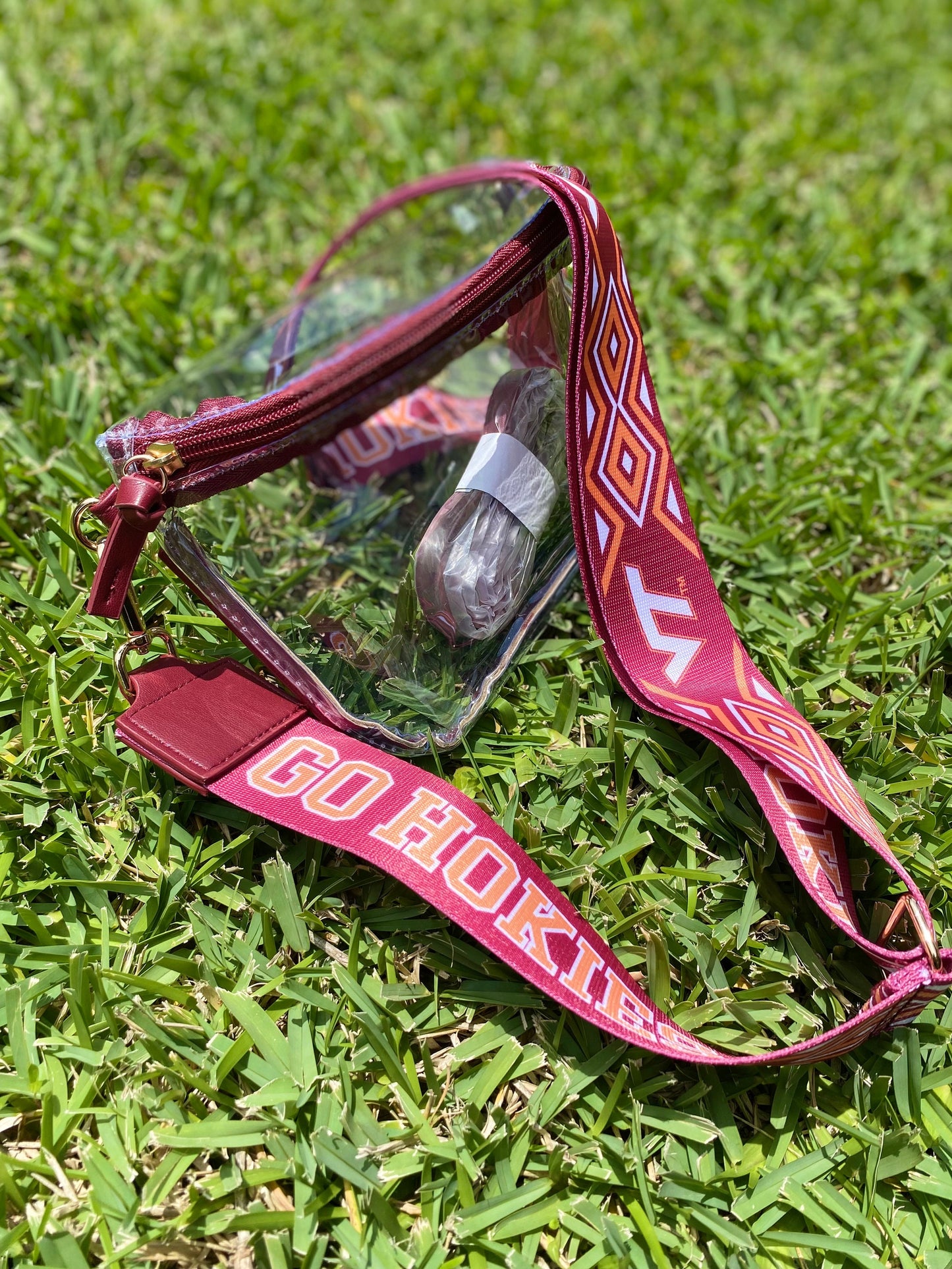 Virginia Tech Clear Purse with Strap / GO HOKIES - Licensed, Canvas, Game Day, Stadium Approved, Crossbody, Graduation Gift, Back to School