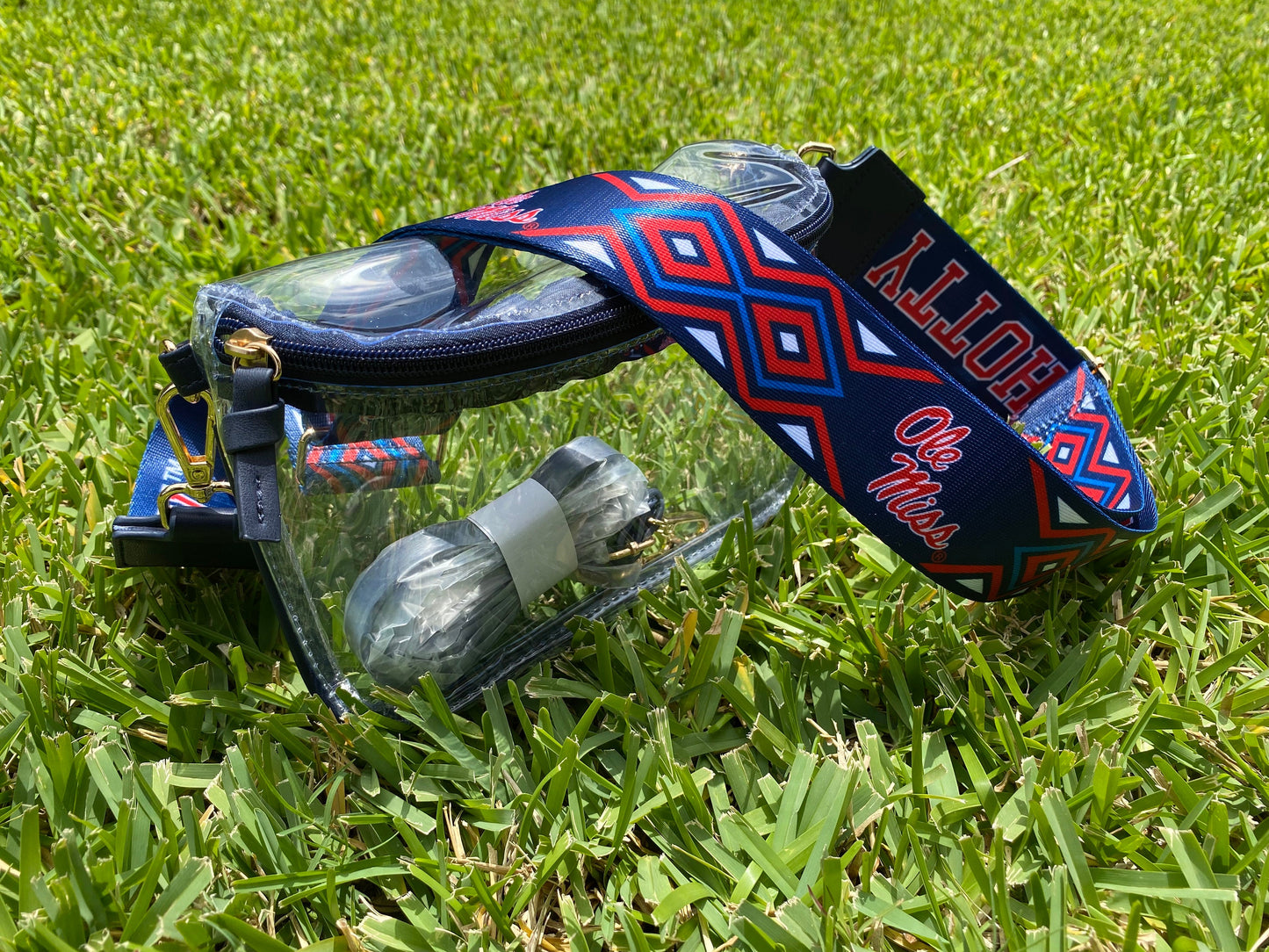 Ole Miss Clear Purse with Strap HOTTY TODDY - Licensed, Canvas, Game Day, Stadium Approved, Crossbody, Graduation Gift, Back to School