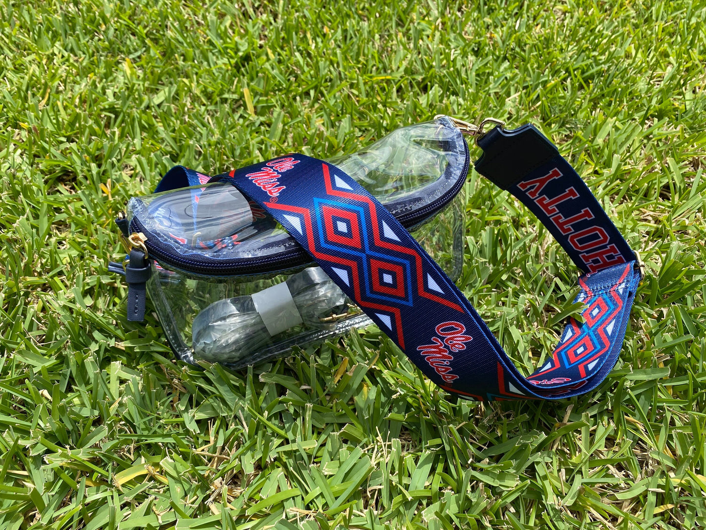 Ole Miss Clear Purse with Strap HOTTY TODDY - Licensed, Canvas, Game Day, Stadium Approved, Crossbody, Graduation Gift, Back to School