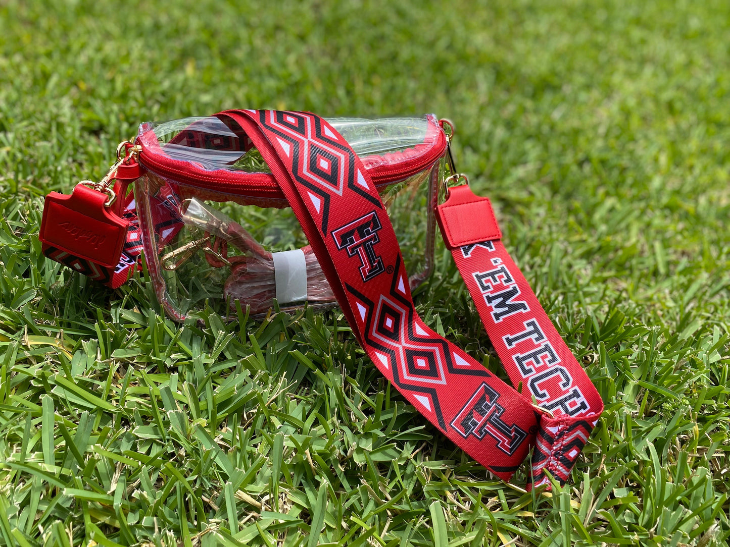 Texas Tech Clear Purse with Strap / WRECK 'EM - Licensed, Canvas, Purse, Game Day, Stadium, Crossbody, Graduation Gift, Back to School