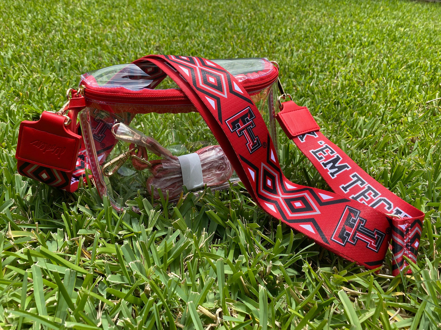 Texas Tech Clear Purse with Strap / WRECK 'EM - Licensed, Canvas, Purse, Game Day, Stadium, Crossbody, Graduation Gift, Back to School
