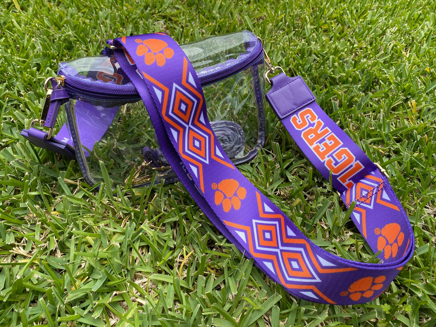 Clemson Clear Purse with Strap, GO TIGERS - Licensed, Canvas, Purse, Game Day, Stadium Approved, Crossbody, Graduation Gift, Back to school