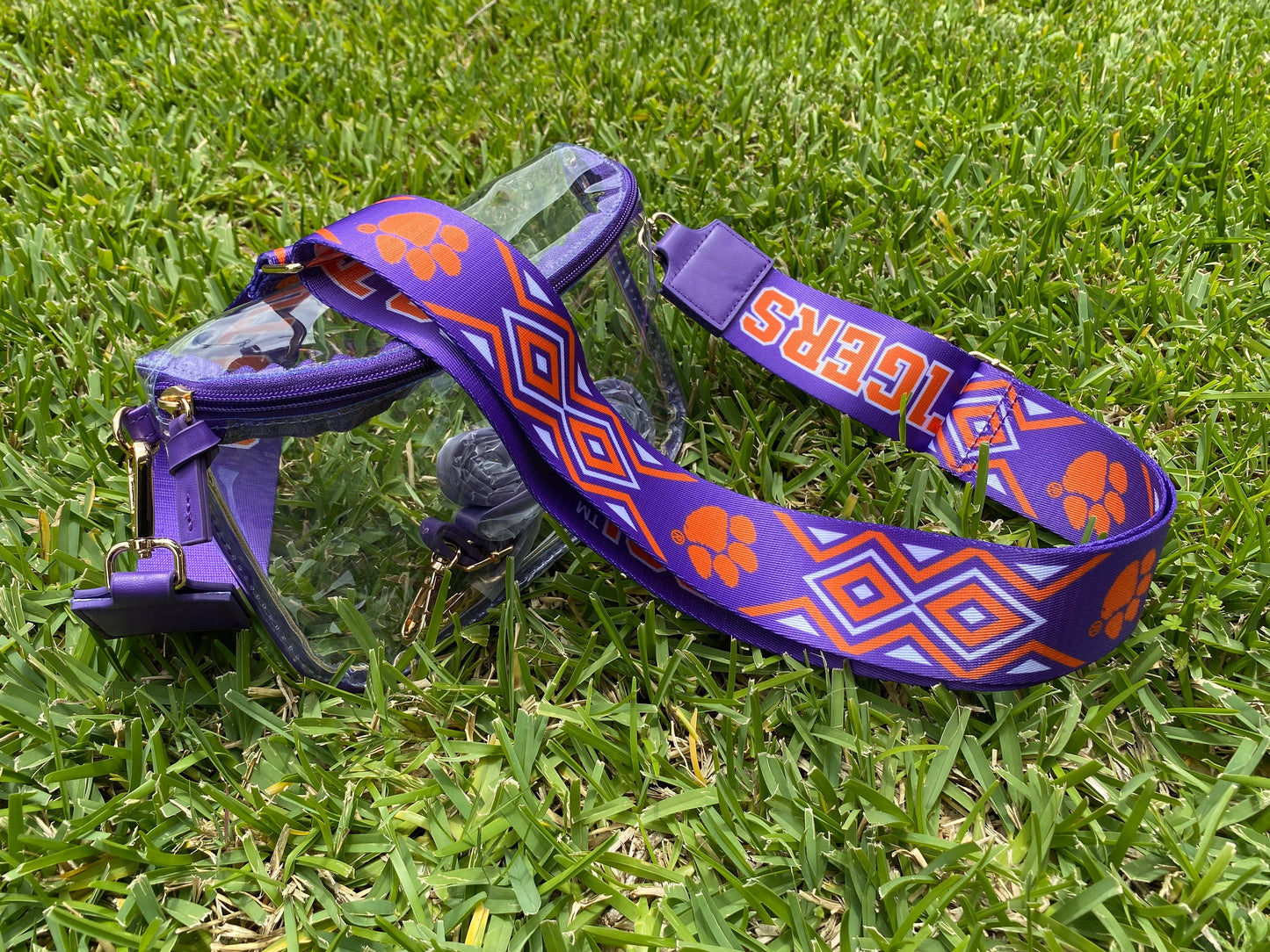 Clemson Clear Purse with Strap, GO TIGERS - Licensed, Canvas, Purse, Game Day, Stadium Approved, Crossbody, Graduation Gift, Back to school