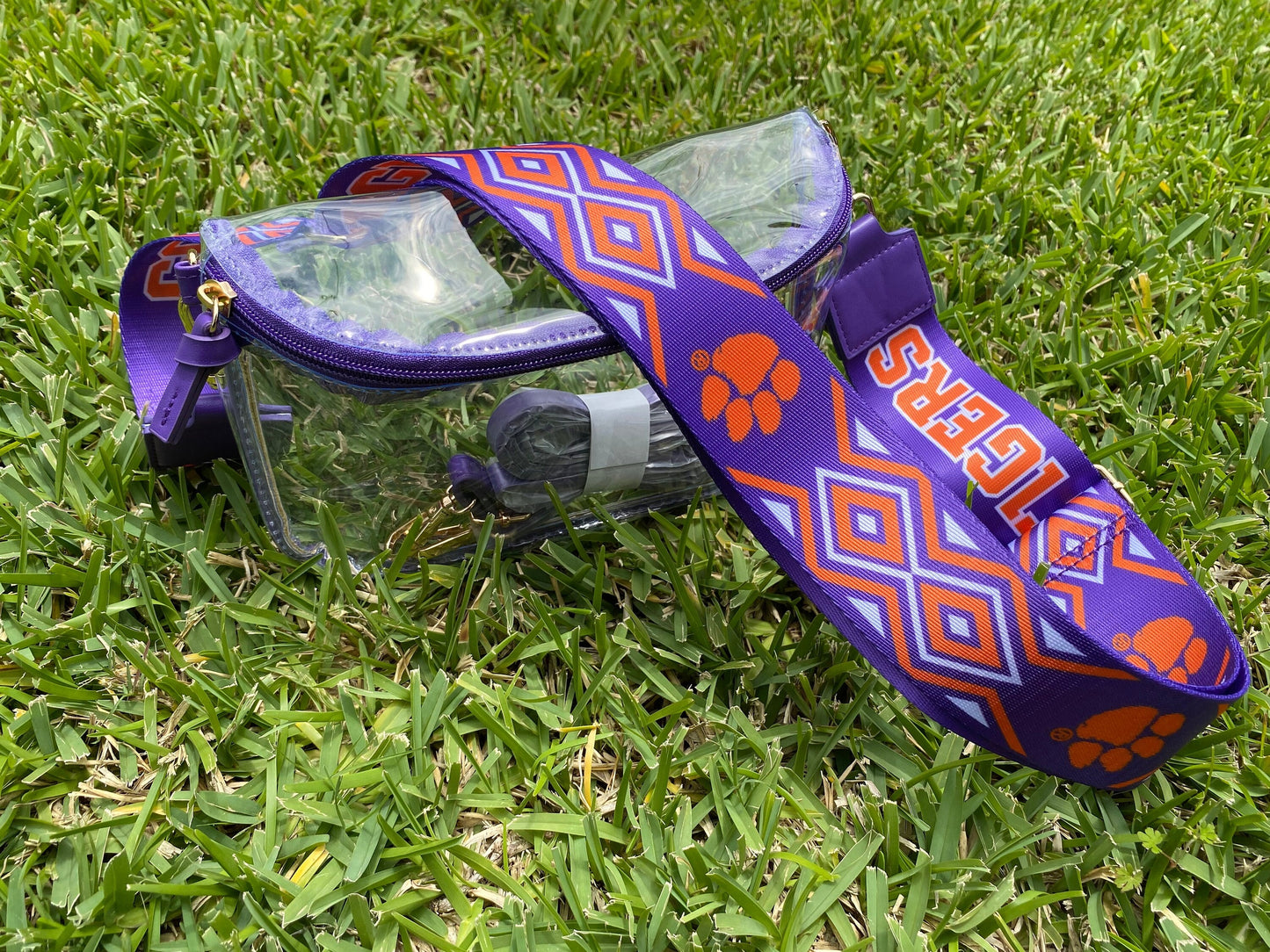 Clemson Clear Purse with Strap, GO TIGERS - Licensed, Canvas, Purse, Game Day, Stadium Approved, Crossbody, Graduation Gift, Back to school