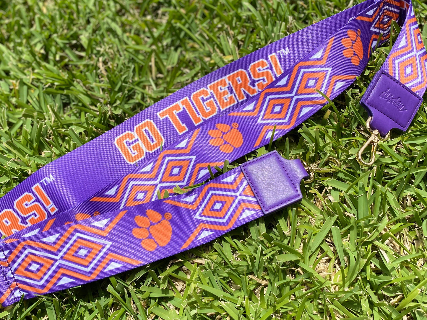 Clemson GO TIGERS - Adjustable Purse Strap, Licensed, Canvas, Stadium Approved, Game Day, Patterned, Graduation Gift, Back To School