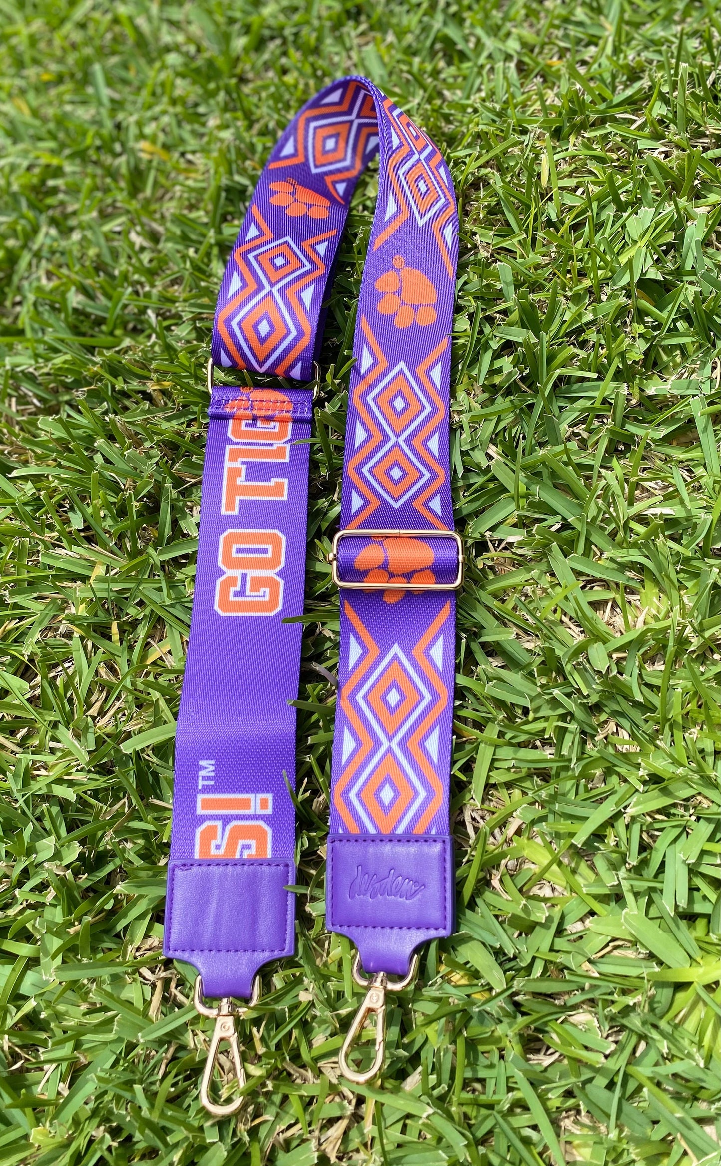 Clemson GO TIGERS - Adjustable Purse Strap, Licensed, Canvas, Stadium Approved, Game Day, Patterned, Graduation Gift, Back To School