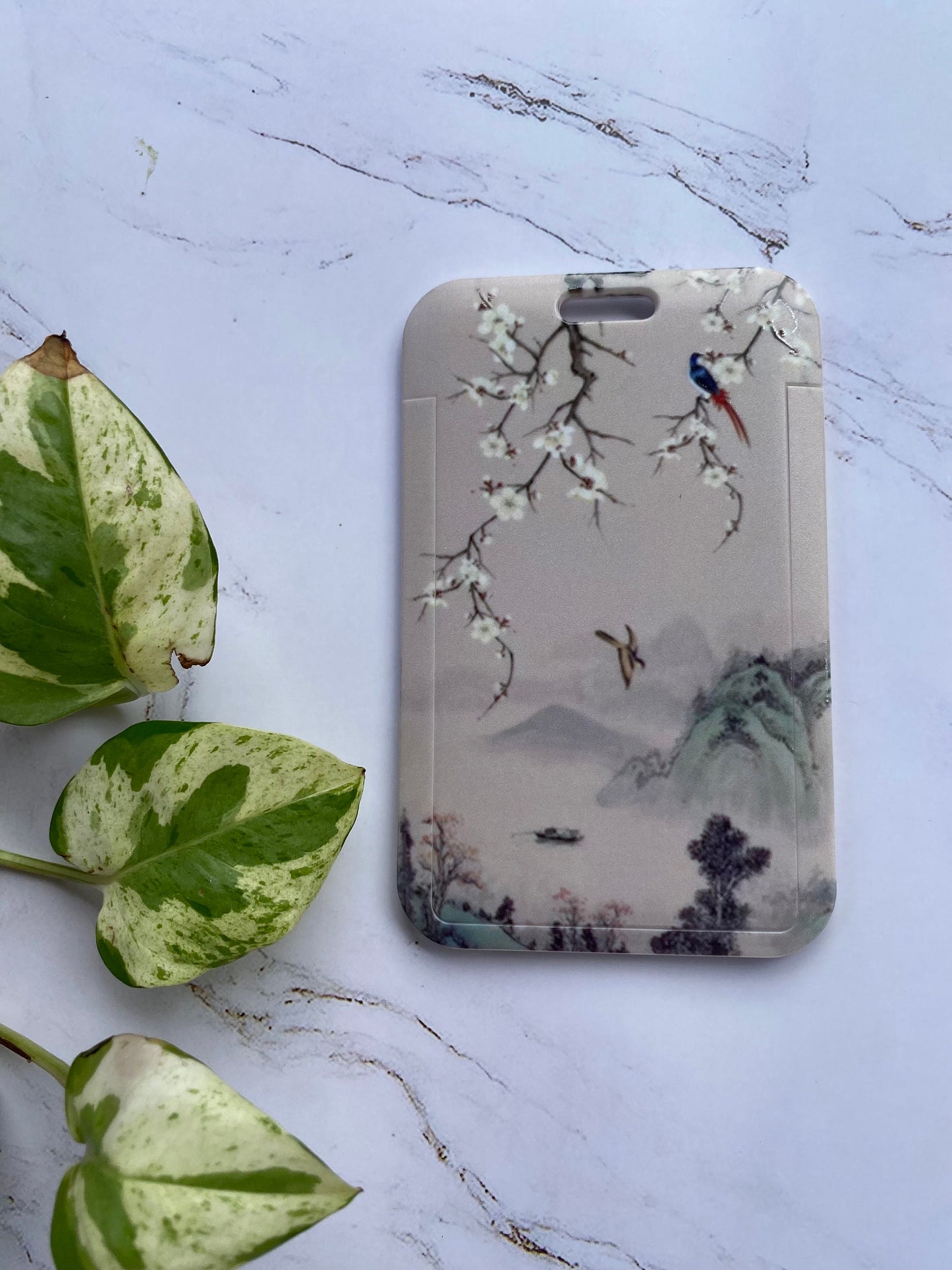 ID Badge Holder, Wintersweet Flowers, Vertical ID Holder, Card Protector Case, Badge Protector, Name Badge, Teacher Badge, Student Card