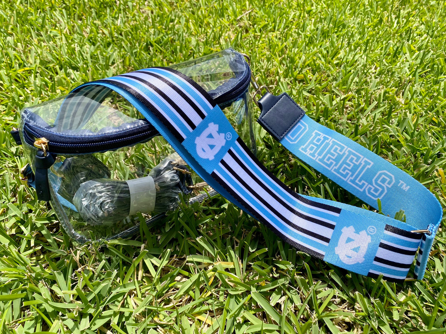 North Carolina Clear Purse with Strap, GO HEELS, Licensed, Canvas, Game Day, Stadium Approved, Crossbody, Graduation Gift, UNC Tar Heels