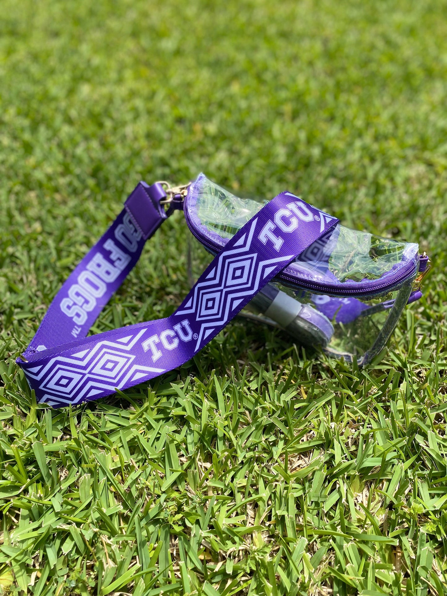 TCU Clear Purse with Strap GO FROGS, Licensed, Canvas, Game Day, Stadium Approved, Crossbody, Graduation Gift, Back to School, Tailgating