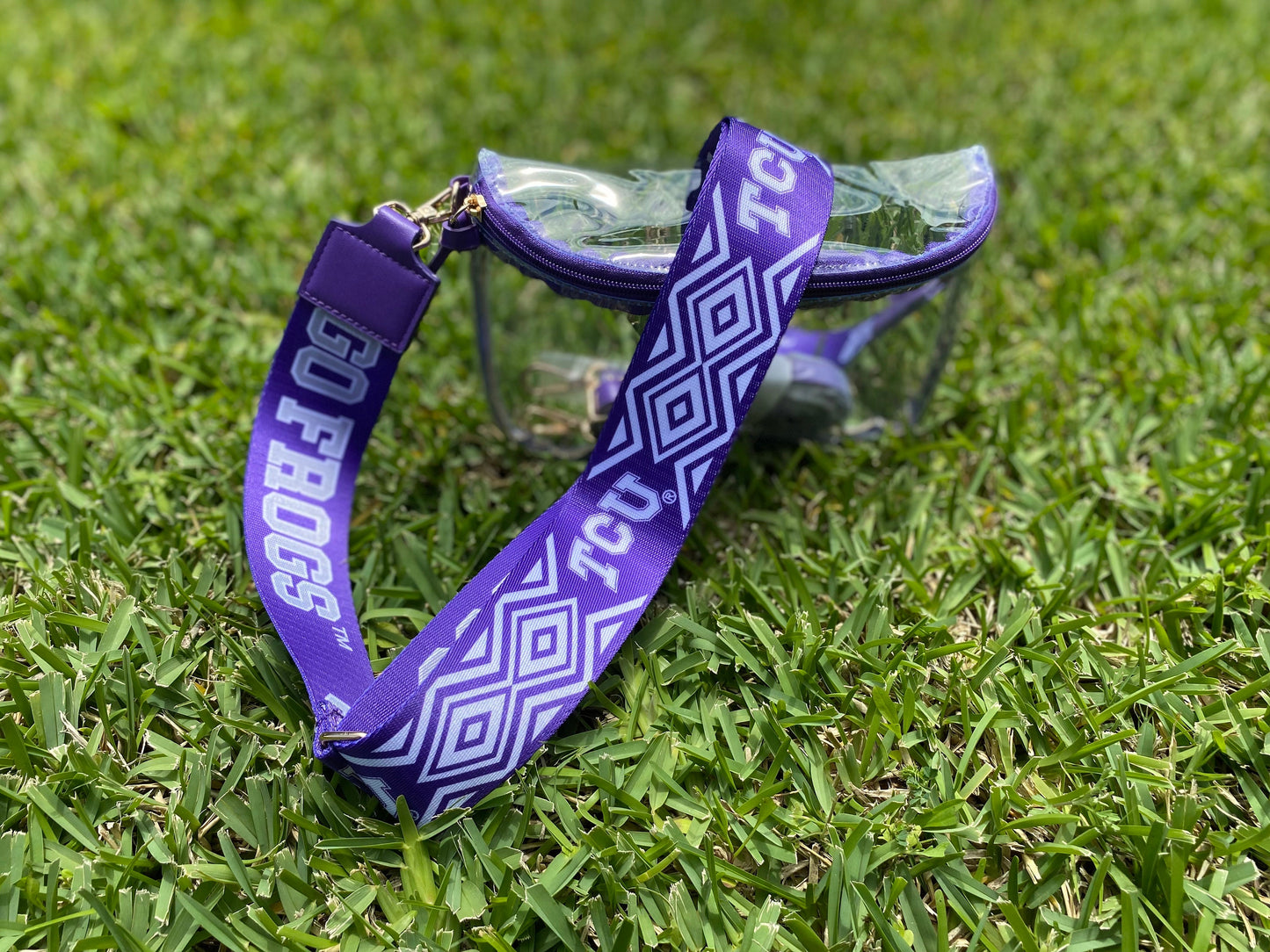 TCU Clear Purse with Strap GO FROGS, Licensed, Canvas, Game Day, Stadium Approved, Crossbody, Graduation Gift, Back to School, Tailgating