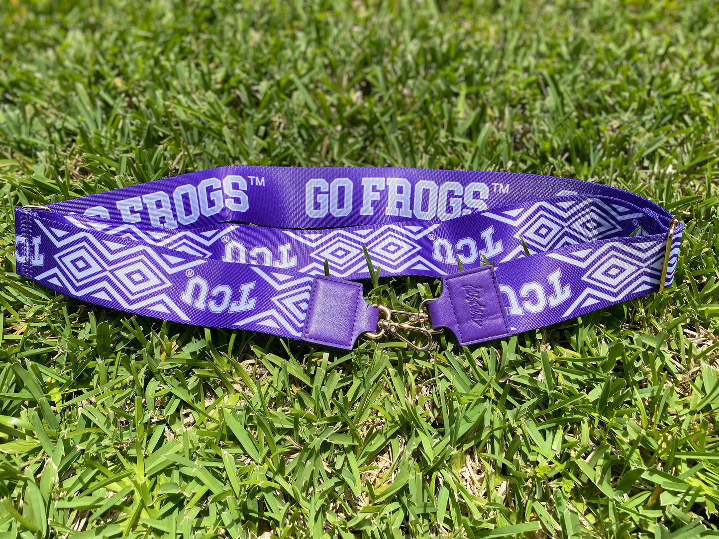 TCU GO FROGS - Adjustable Purse Strap, Licensed, Stadium Approved, Game Day, Patterned, Graduation Gift, Back To School, Tailgating,