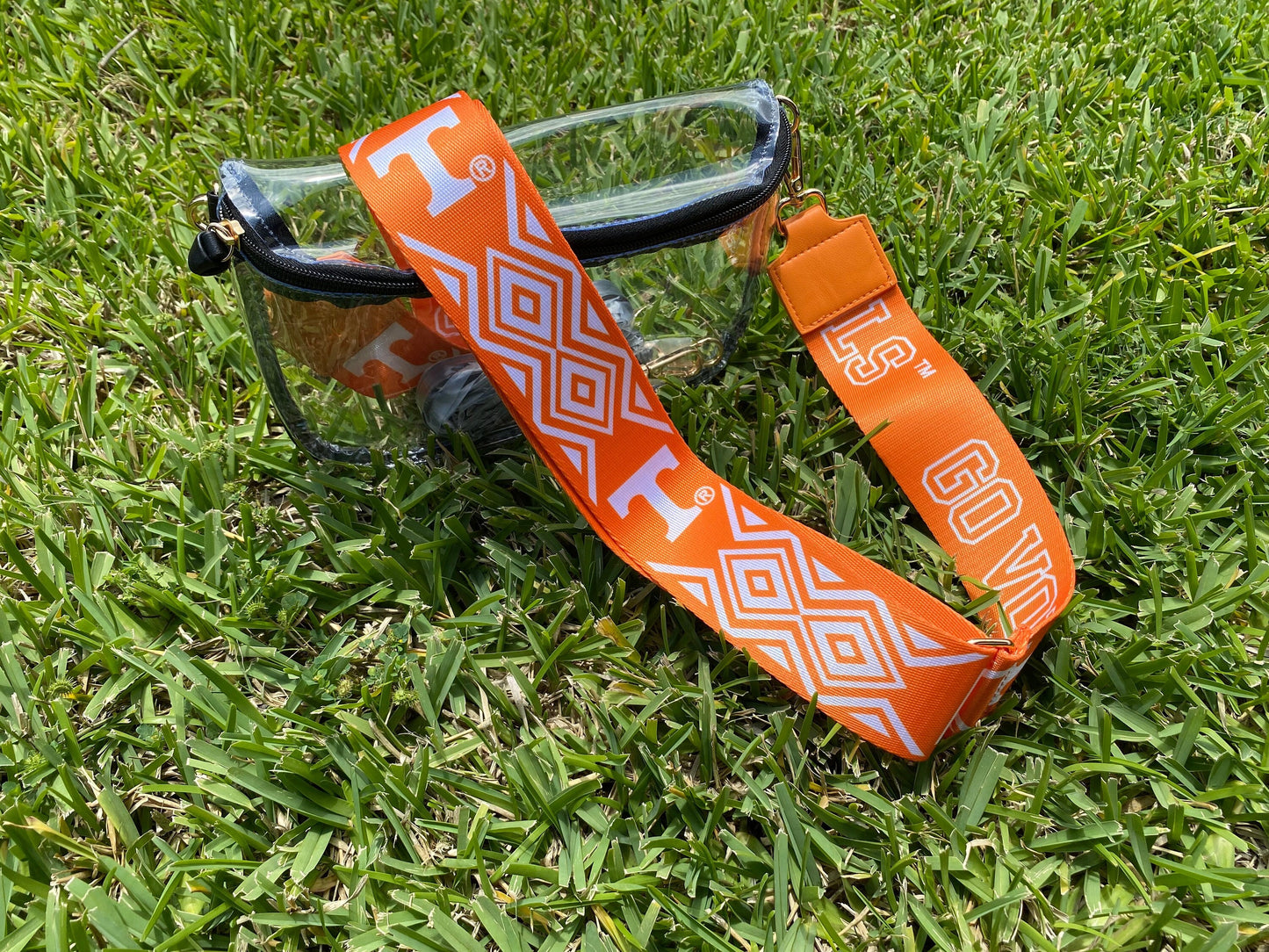 Tennessee Clear Purse with Strap GO VOLS, Licensed, Patterned, Tailgating, Game Day, Stadium Approved, Graduation Gift, Back to School