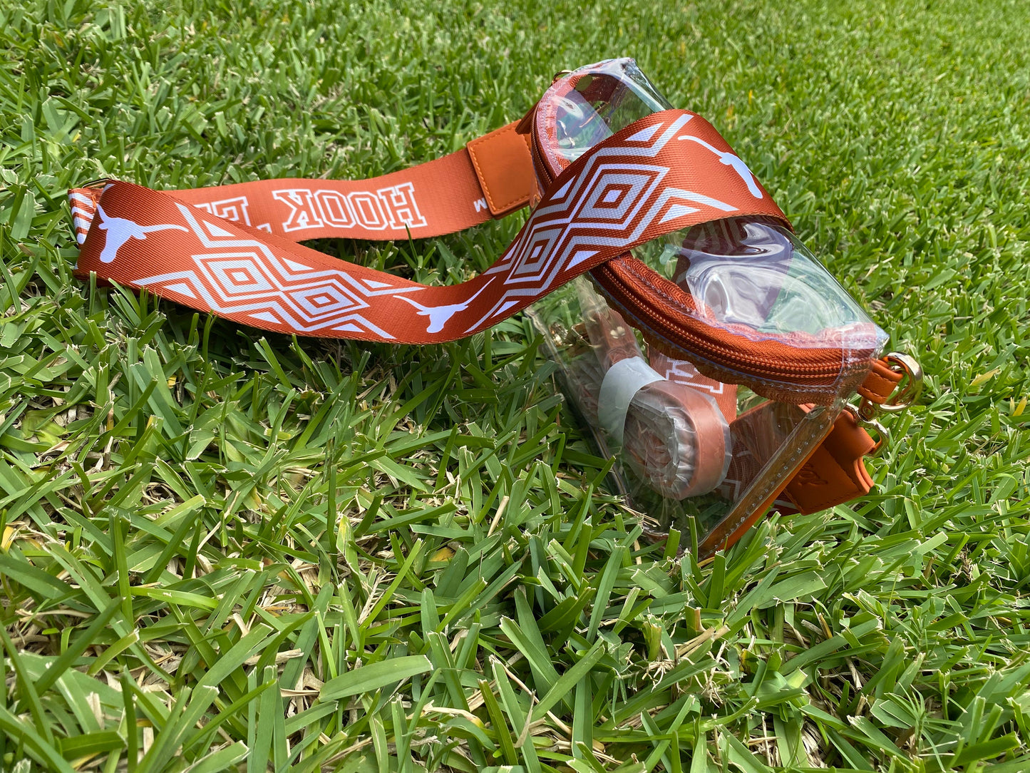 Texas Longhorn Clear Purse with Strap, HOOKEM-Licensed, Canvas, Purse, Game Day, Stadium, Crossbody, Graduation Gift, Valentines