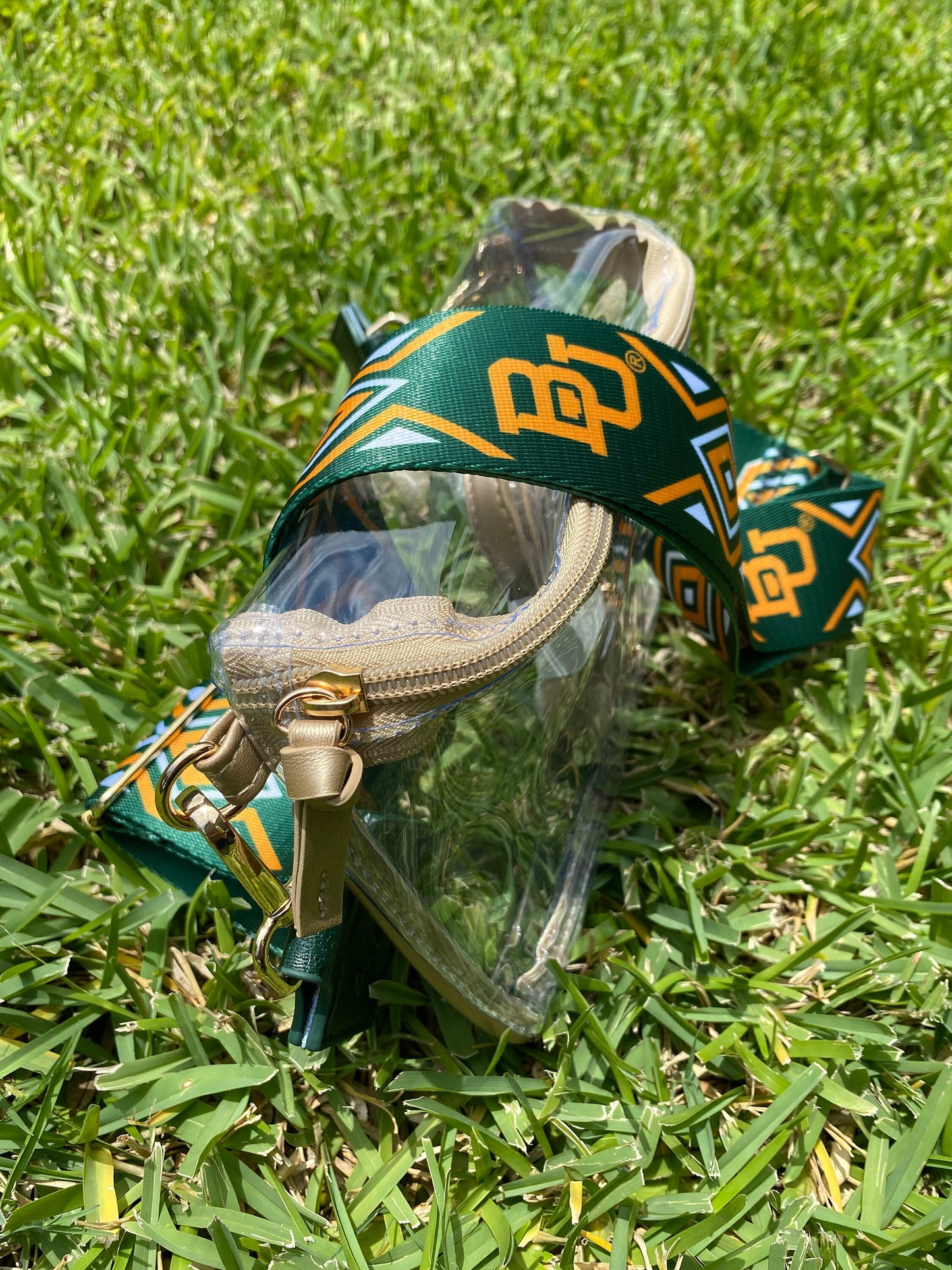 Baylor Clear Purse with Strap, SIC 'EM BEARS, Licensed, Canvas, Game Day, Stadium Approved, Crossbody, Graduation Gift, Back to School