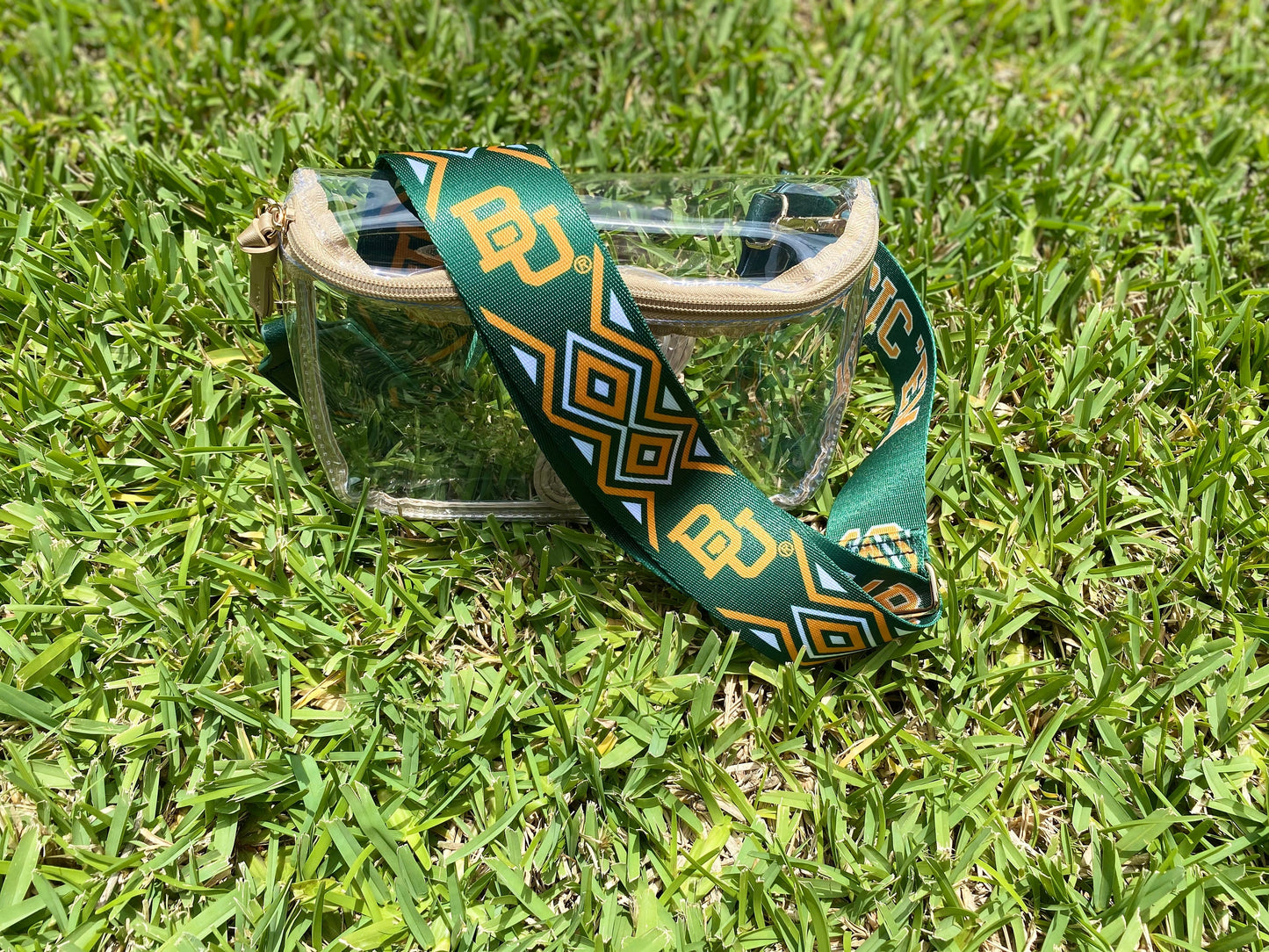 Baylor Clear Purse with Strap, SIC 'EM BEARS, Licensed, Canvas, Game Day, Stadium Approved, Crossbody, Graduation Gift, Back to School
