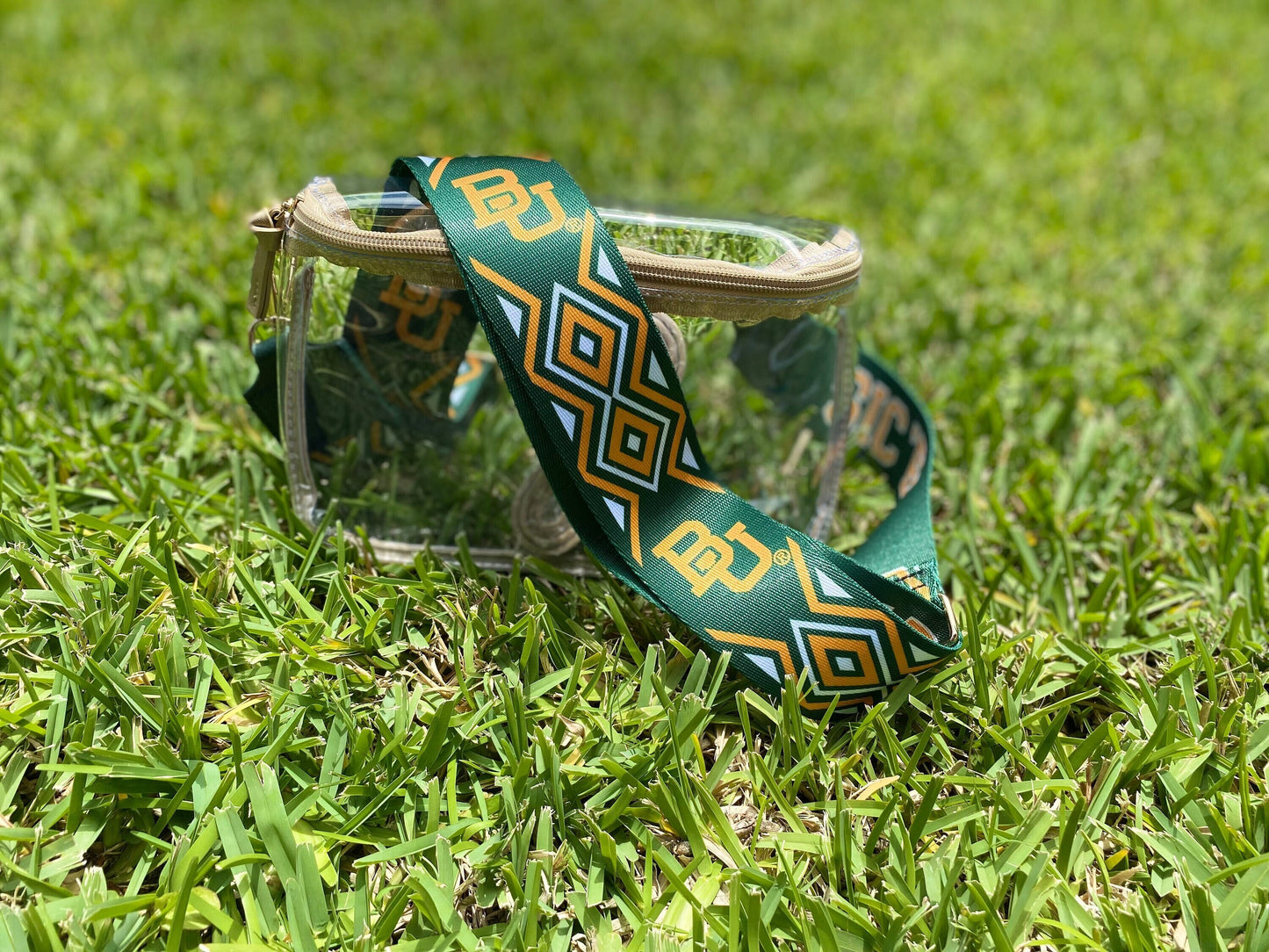 Baylor Clear Purse with Strap, SIC 'EM BEARS, Licensed, Canvas, Game Day, Stadium Approved, Crossbody, Graduation Gift, Back to School
