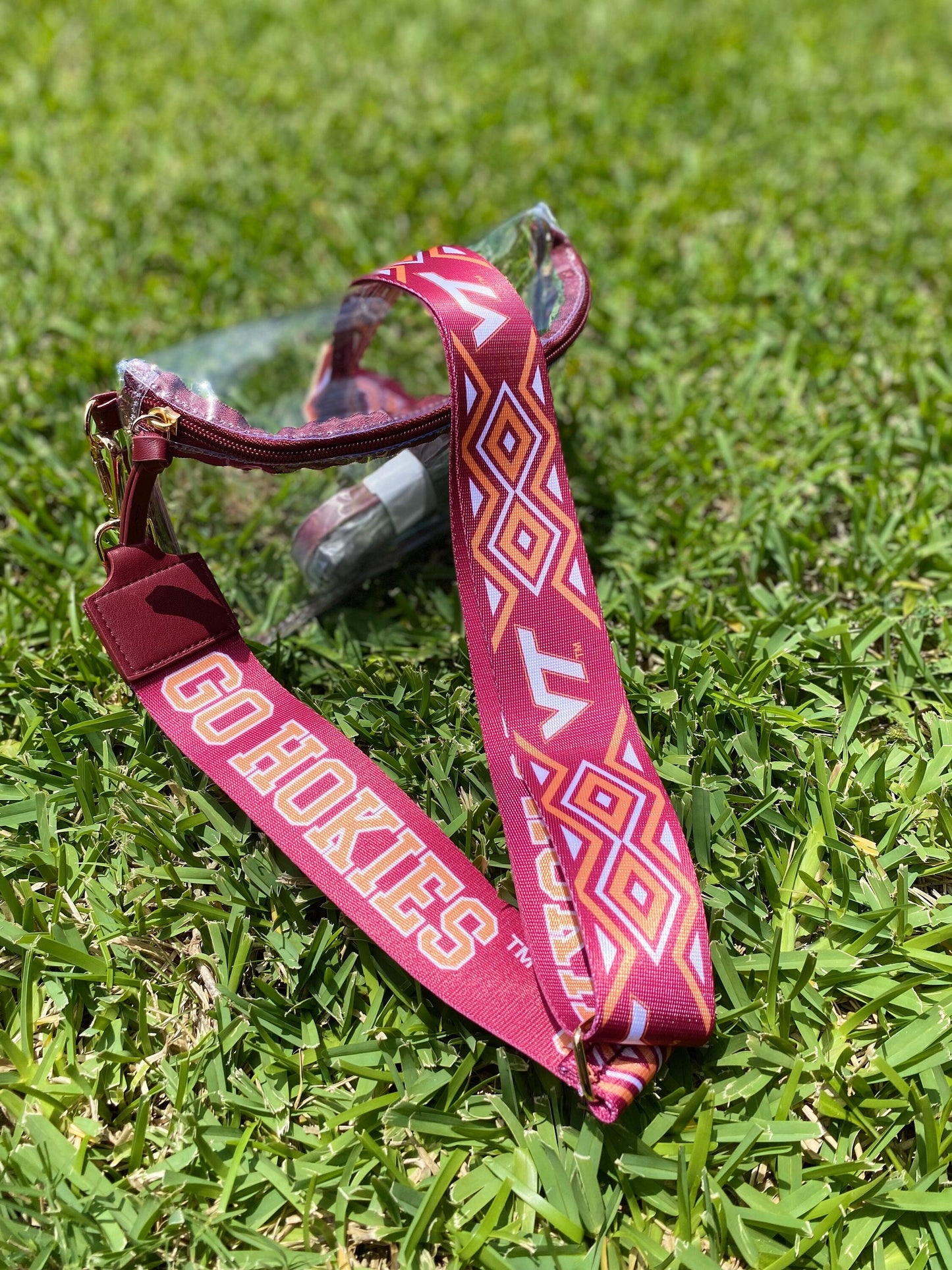 Virginia Tech Clear Purse with Strap / GO HOKIES - Licensed, Canvas, Game Day, Stadium Approved, Crossbody, Graduation Gift, Back to School